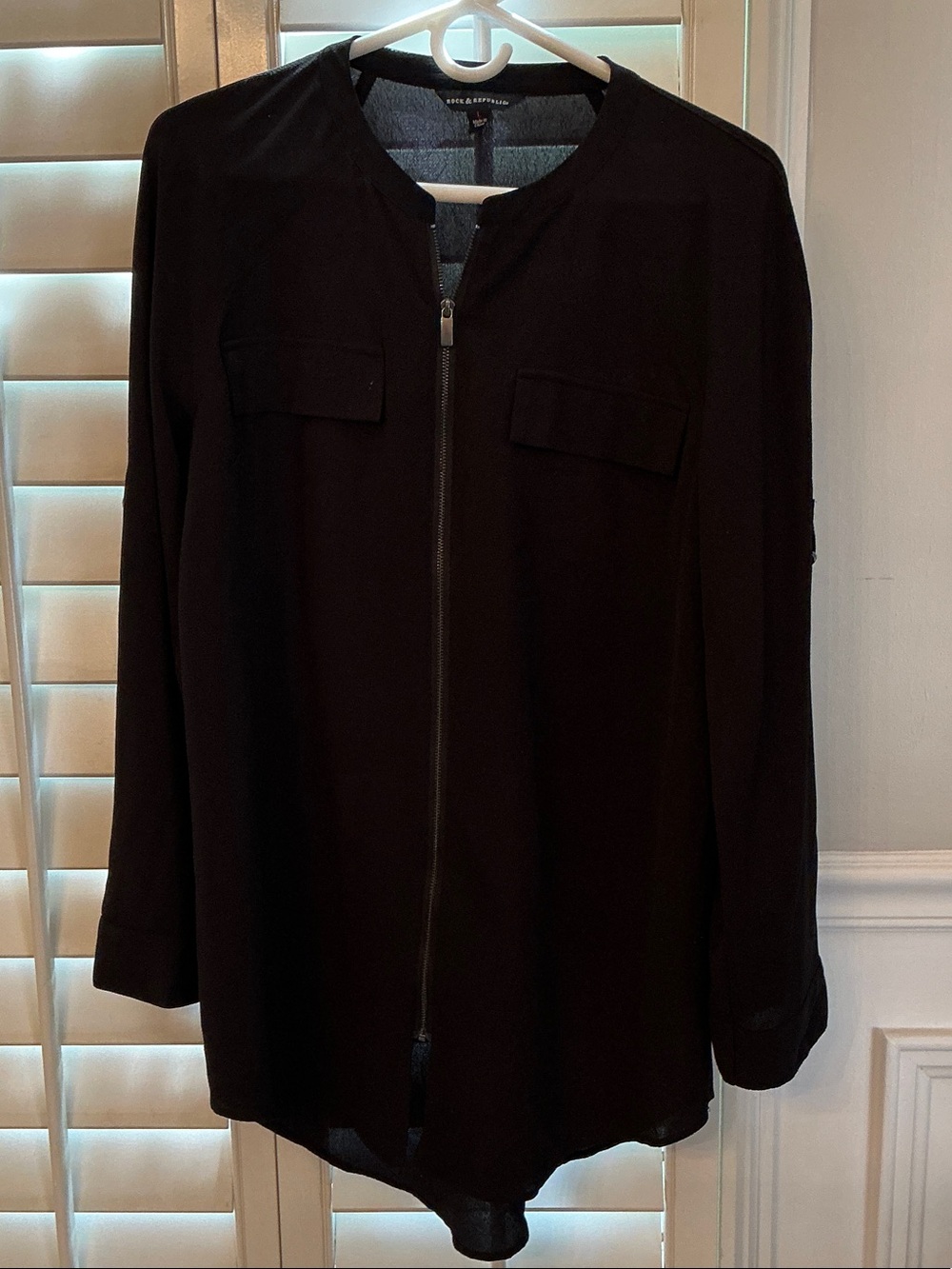 Rock & Republic Black Zip-Front Utility Jacket
